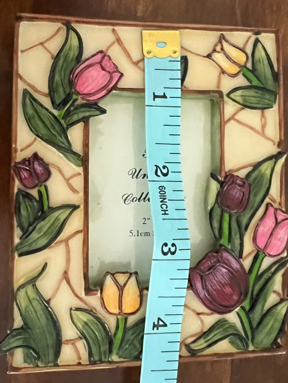 Richesco Corporation Tulip Flowers Stained Glass Look Hand-Painted Picture Frame